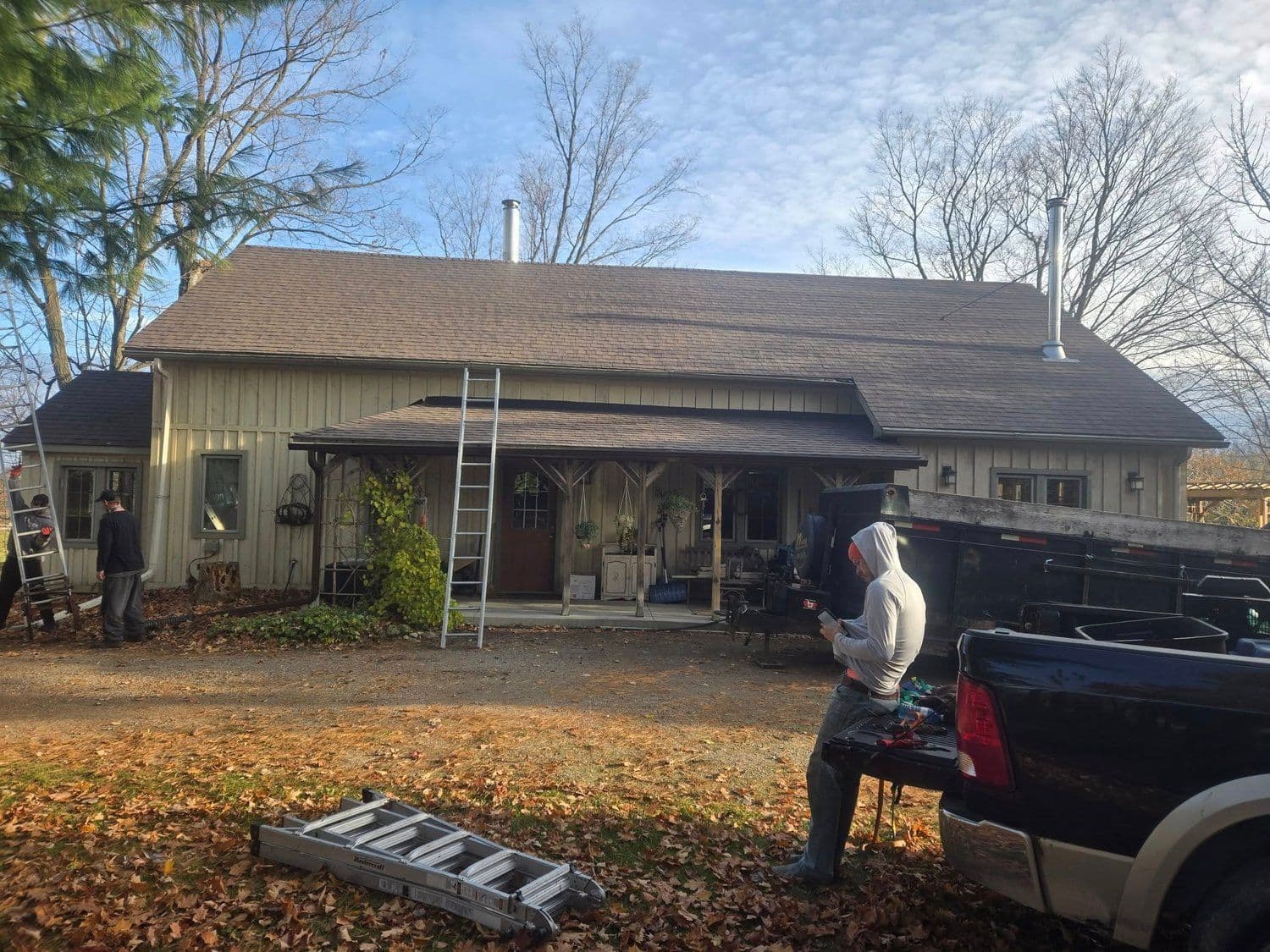 Mackie's Roofing crew on site at a Niagara-area home